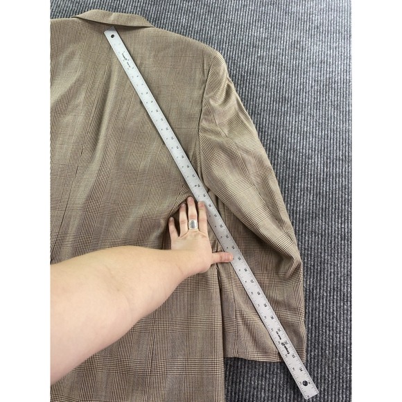 Vintage Ralph Lauren Sport Coat 48 L Beige Silk Wool Glen Plaid Designer LRL - Picture 5 of 13